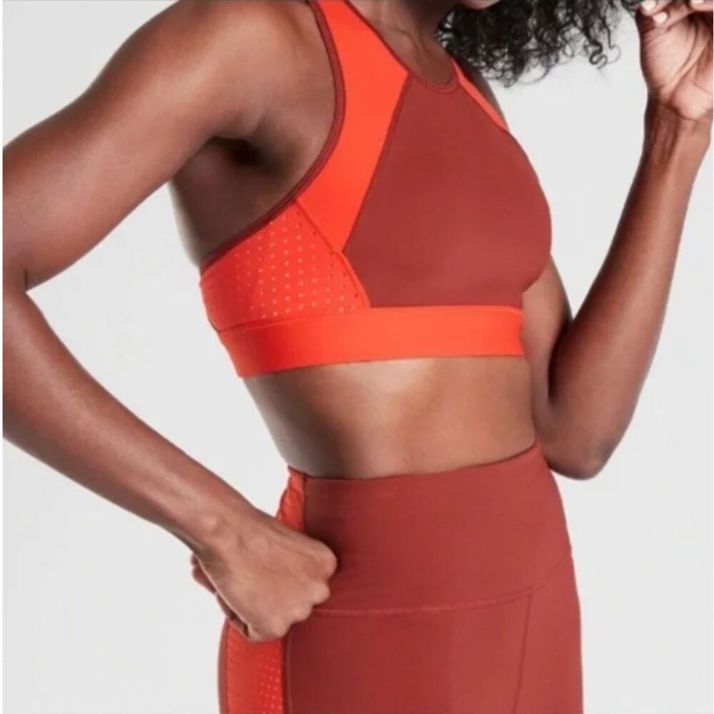 Athleta Womens Rise Up Sports Bra Size Medium Racer-back Ventilated Colorblock